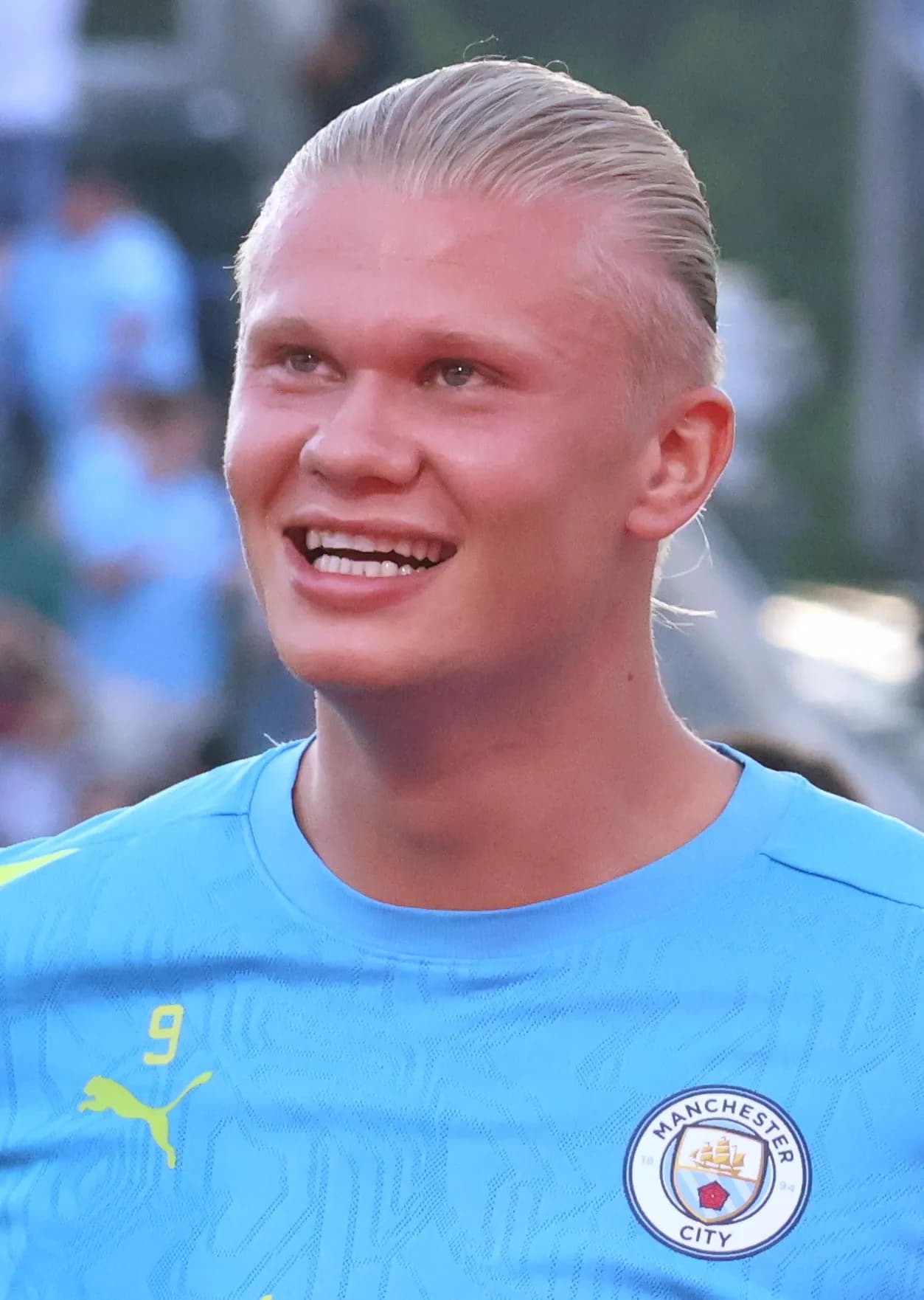 Erling Haaland spiller for Manchester City mod RB Leipzig i en UEFA Champions League-kamp på Red Bull Arena i Leipzig den 22. februar 2023.