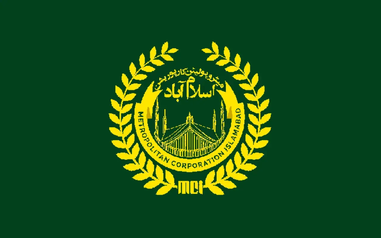 Islamabad Metropolitan Corporations byflag, der repræsenterer byen. Billedet kan bruges som visuel markør for Islamabad.
