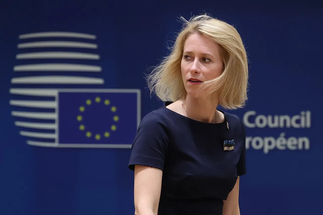 Kaja Kallas ses i forbindelse med et møde i Det Europæiske Råd i juni 2024. Billedet viser hende i en officiel sammenhæng.