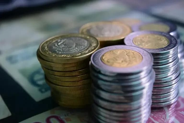 Set ovenfra af en skatteblanket sammen med euro-sedler og bogstaverne “Pay Taxes” på en lyserød baggrund. Motivet formidler betaling af skat og økonomiske forpligtelser.