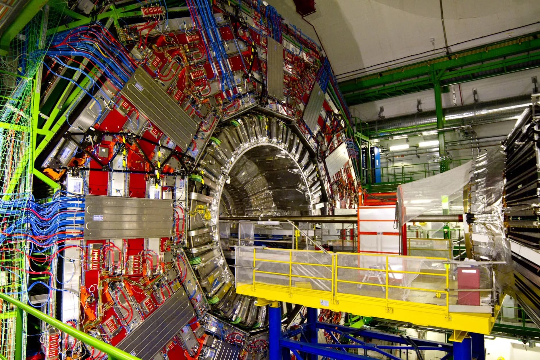 En tæt optagelse af CERNs Store Hadron Collider i Geneve, Schweiz.