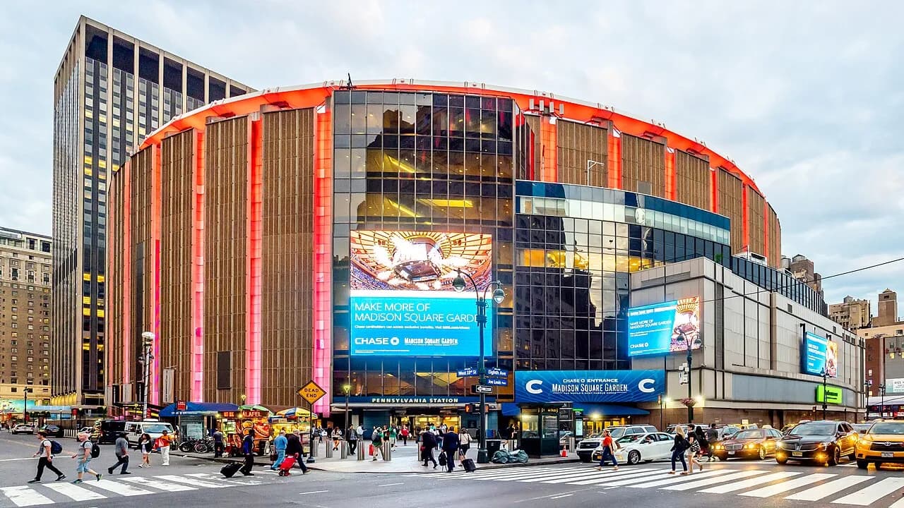 Madison Square Garden, en berømt arena i Midtown Manhattan, New York City.