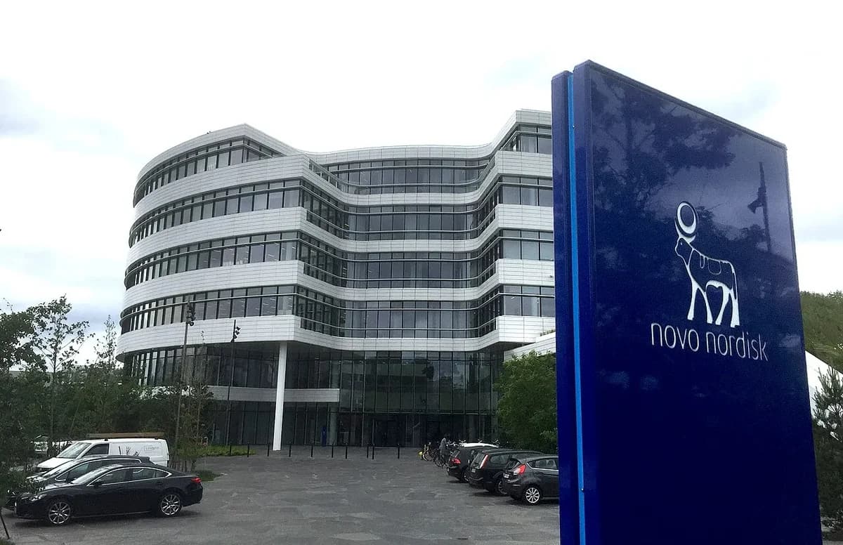 Exterior of Novo Nordisk headquarters building in Bagsværd
