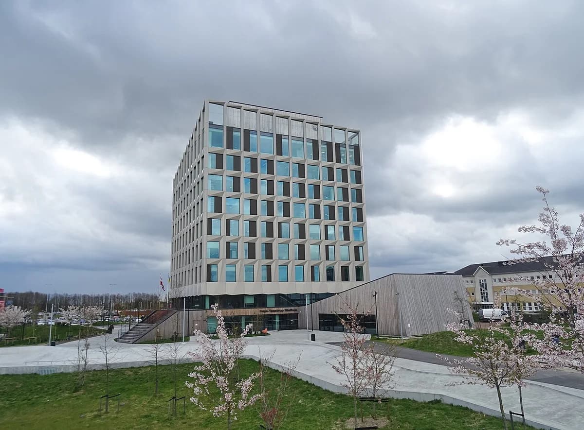 Modern city hall building in Høje-Taastrup, Denmark.
