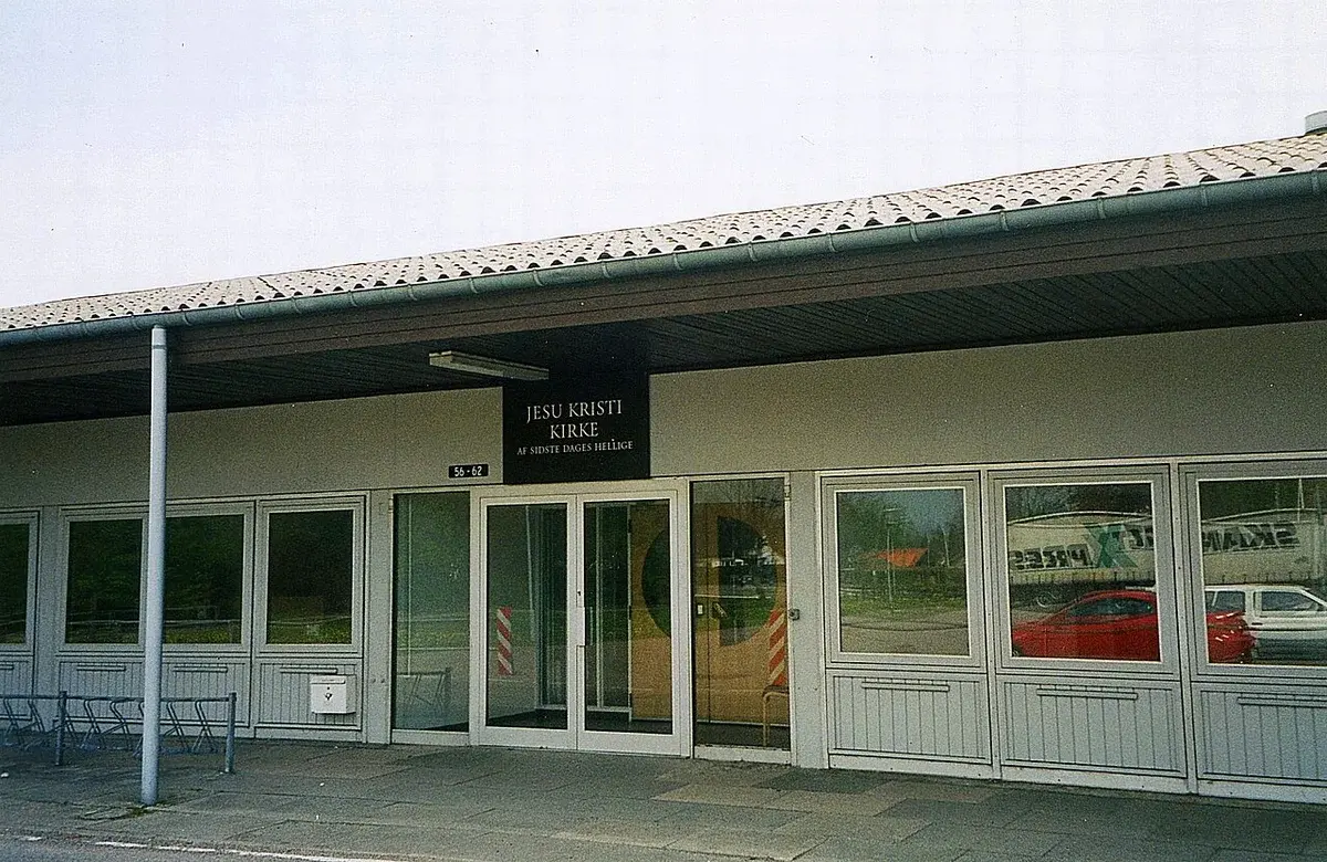 Exterior of a Latter-day Saints meeting place building in Denmark.