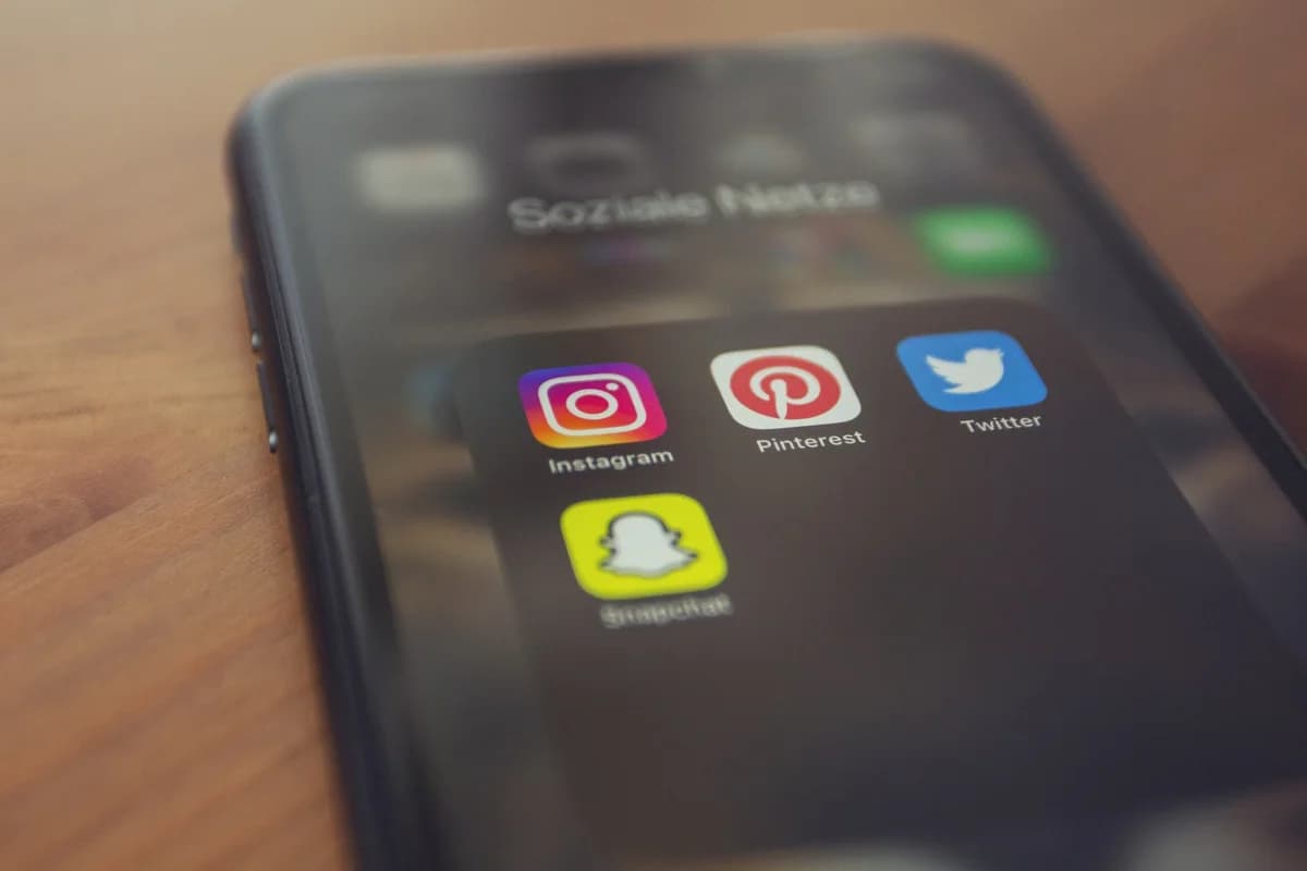 A smartphone displaying social media app icons.