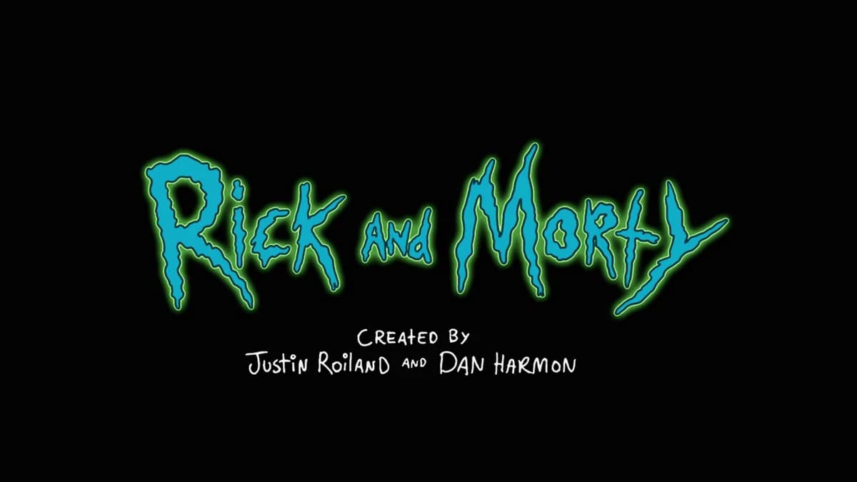 Rick and Morty title card with creators' names