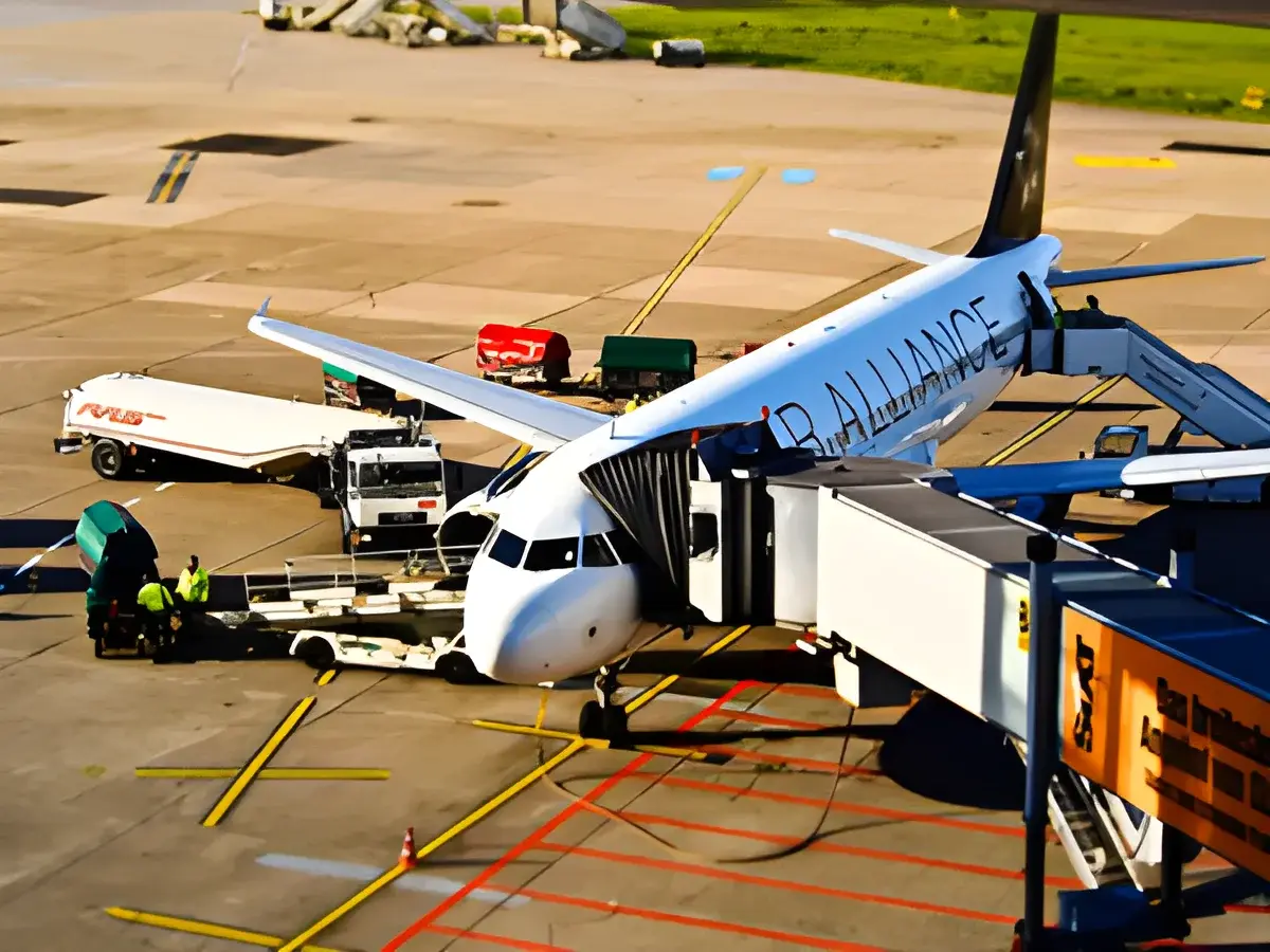 Airport with Aircraft on Runway