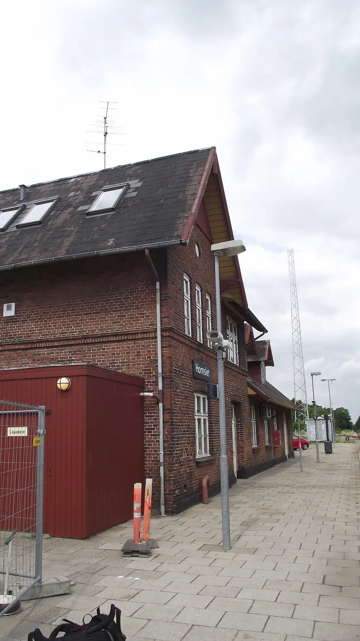 Brick station building at Hornslet Station in Denmark.