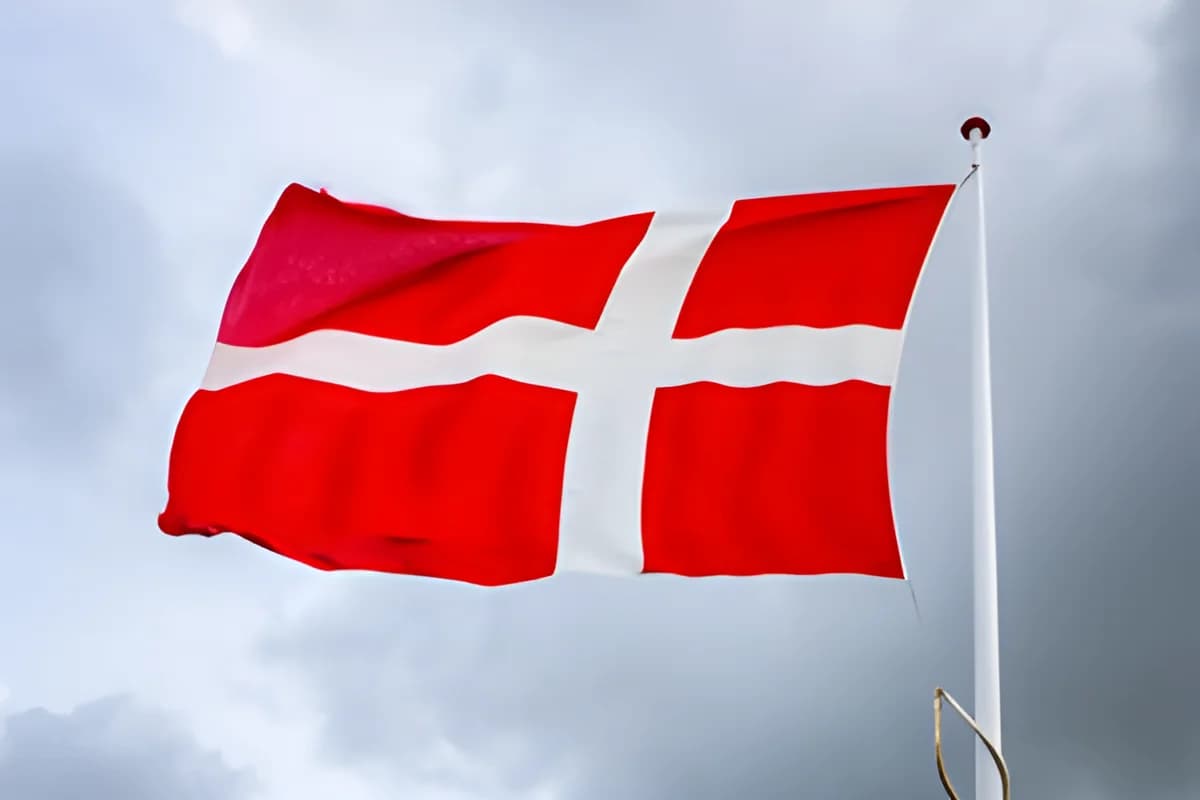 Danish flag waving on a flagpole