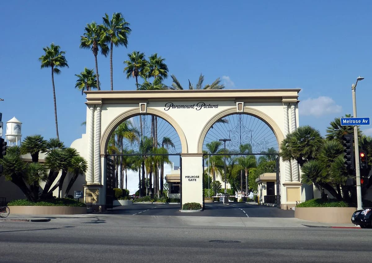 Paramount Pictures' Melrose Gate at the entrance to the studio lot in Hollywood.