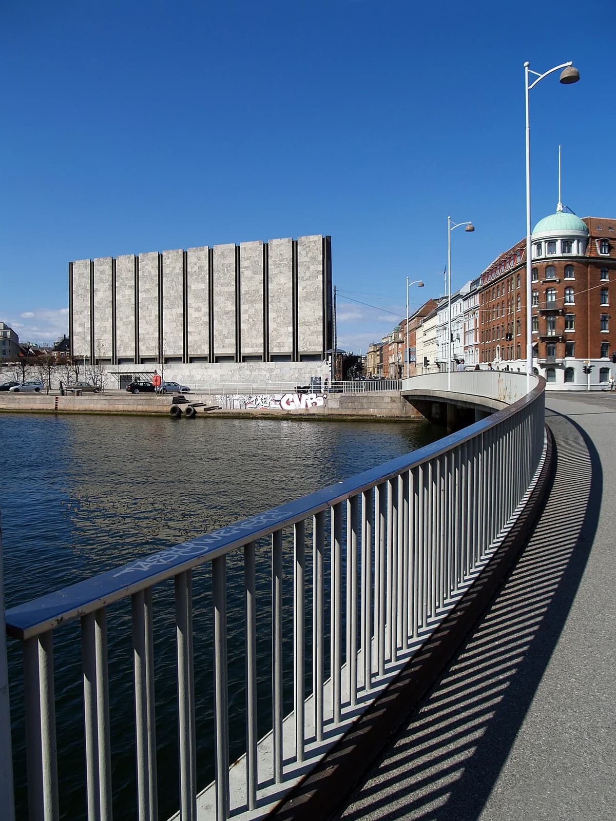 View across the water toward the National Bank of Denmark in Copenhagen.