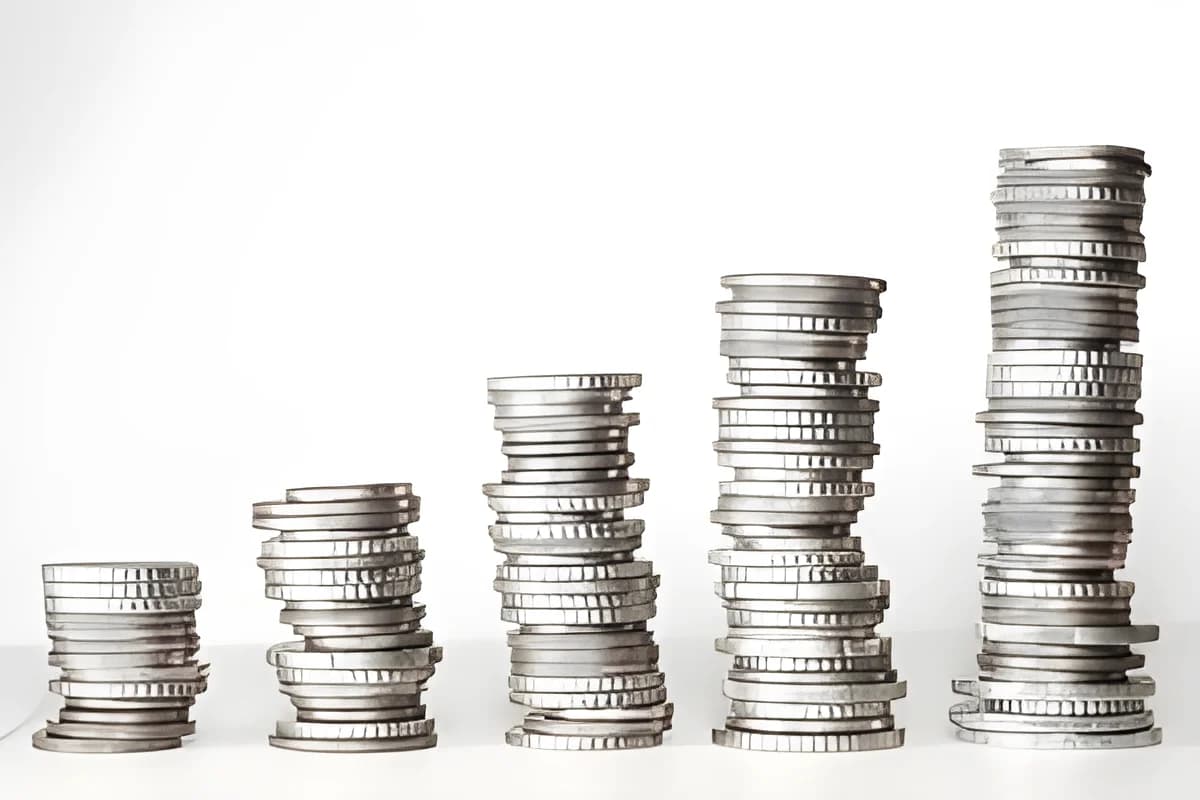 Stacks of coins increasing in height