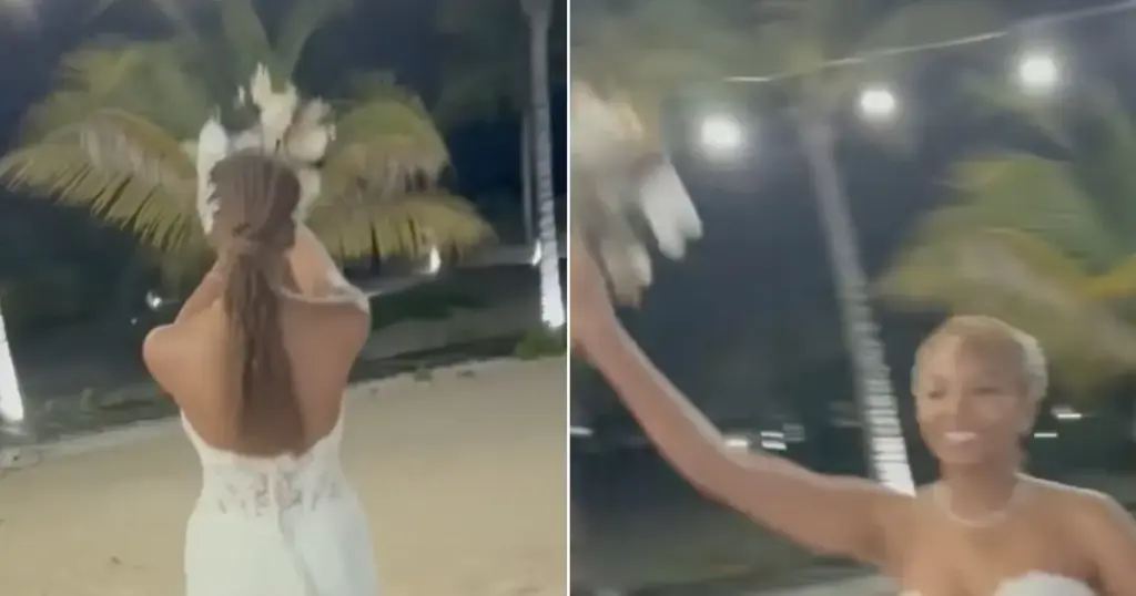 Brudens overraskelse: Buketkast blev til et planlagt frieri for lillesøster